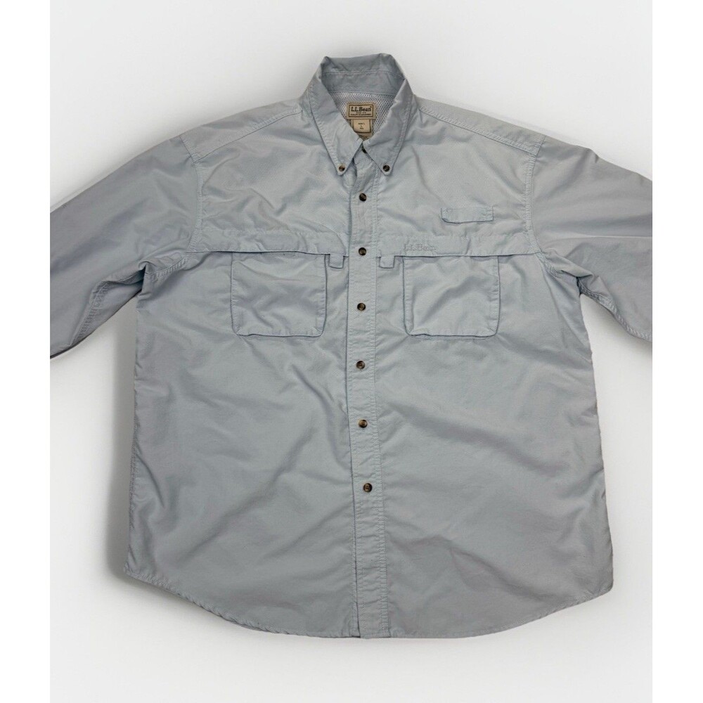L.L. Bean Men’s Large Light Blue‎ Vented Fishing Shirt Nylon Outdoor - Picture 2 of 8